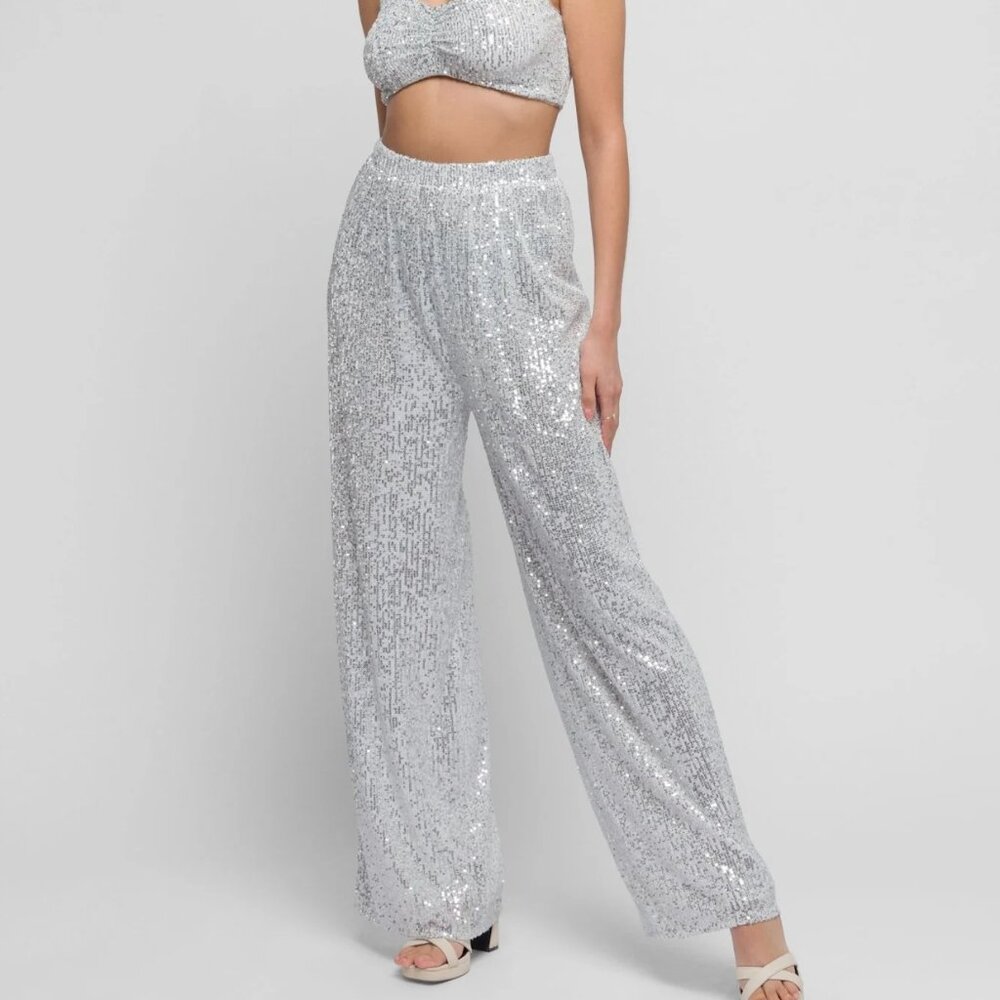 Sequin Pants by Jaded Rose  in Silver - Size 14